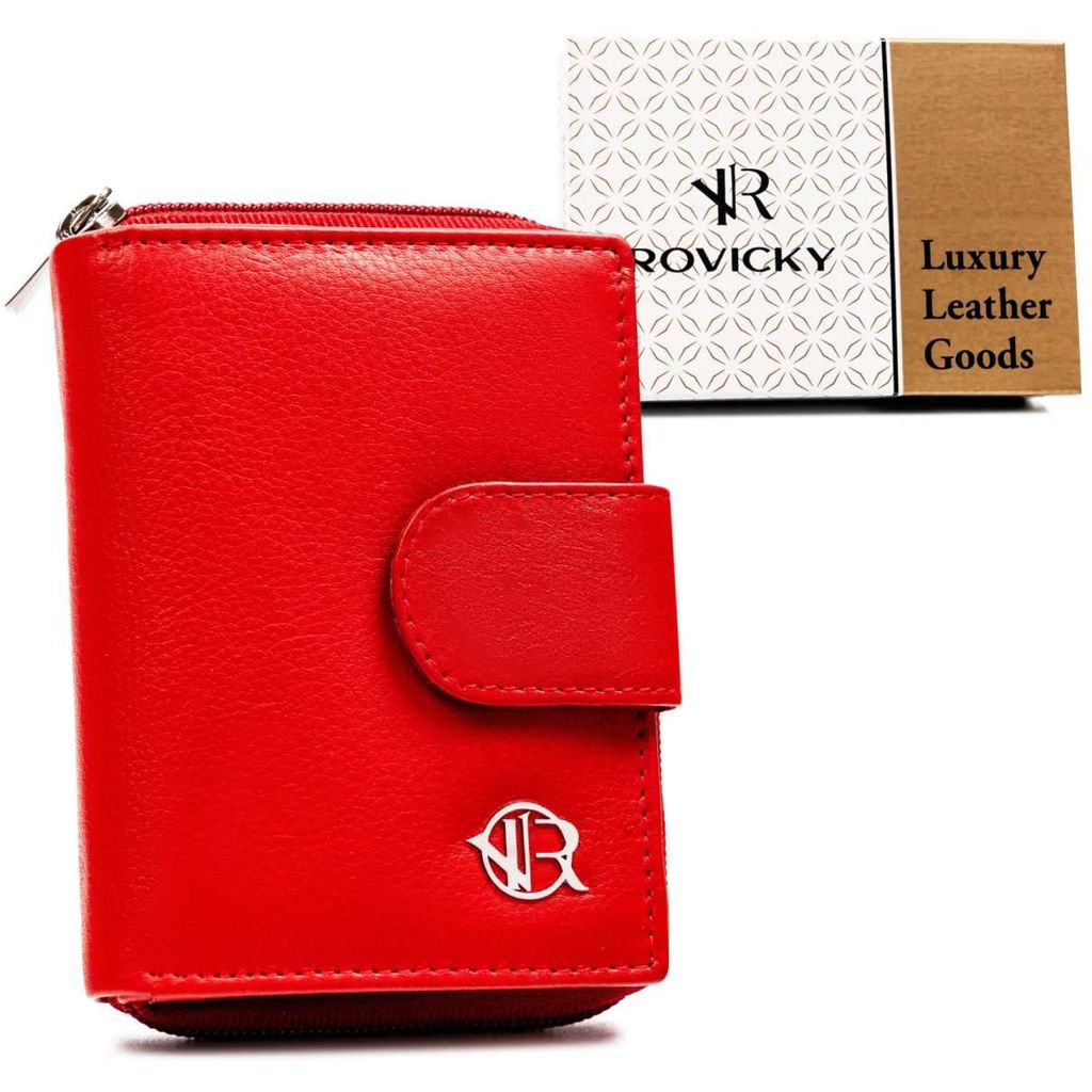 Rovicky damesportemonnee van leer, rood, met Productafbeelding 