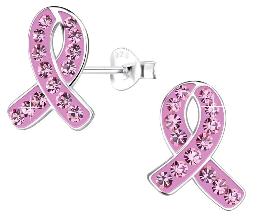 Ohrstecker rosa Schleife „Pink Ribbon“ Ohrringe Silber 925 Produktbild 
