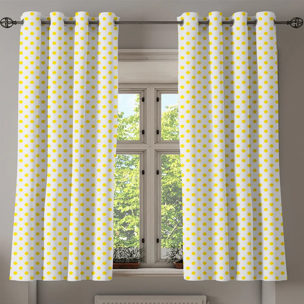 Paire de rideaux rétro imprimé jaune lavable en machine 280x175 cm
