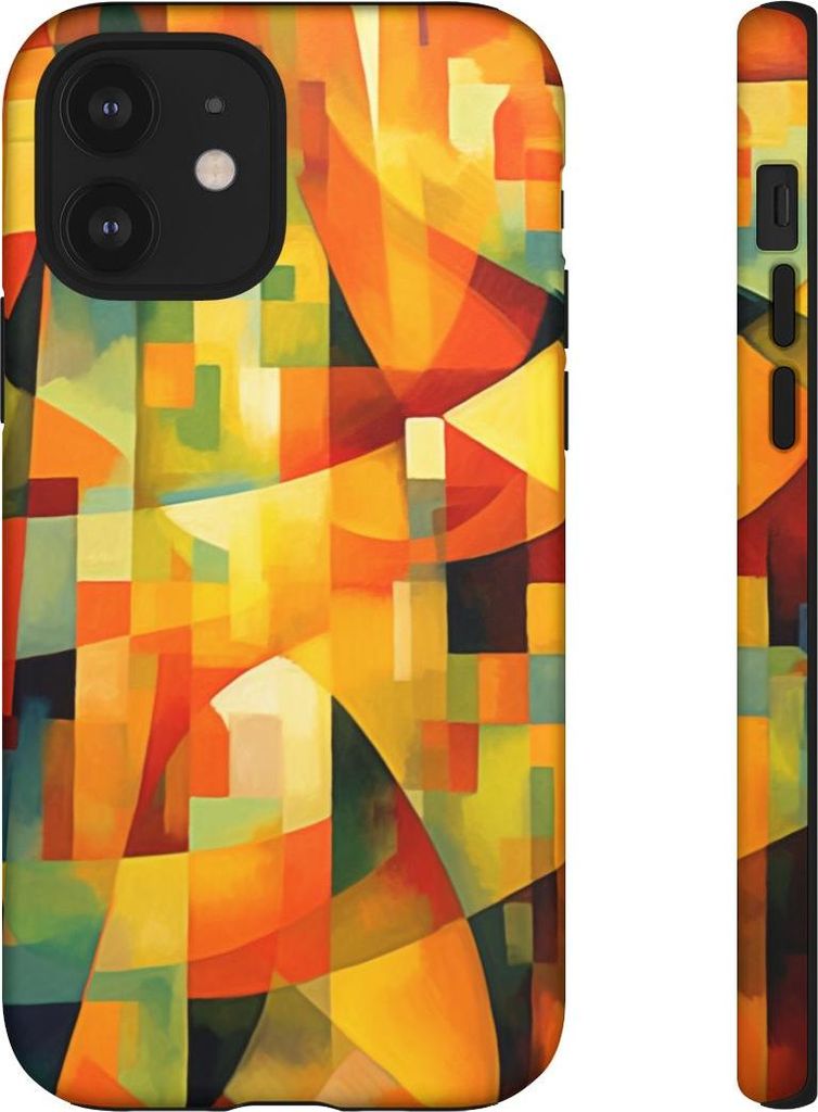 Abstrakte Geometrie in warmen Farbtönen – Hülle Kompatibel mit iPhone 12
