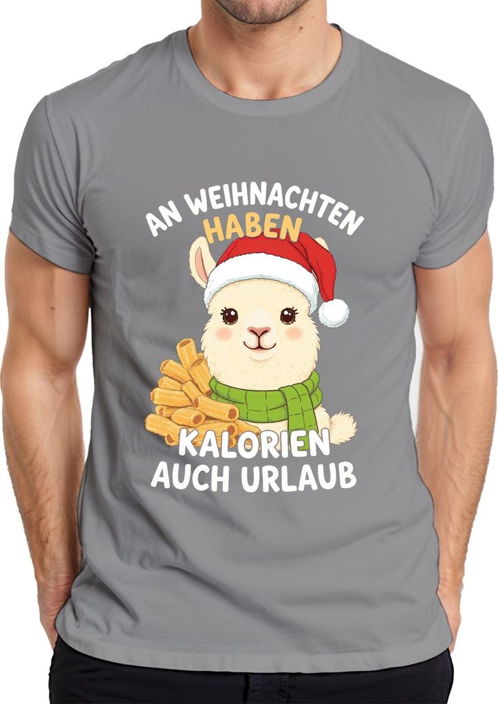 An Weihnachten haben Kalorien Urlaub Alpaka lustig Geschenk Herren T-Shirt, Grau, S