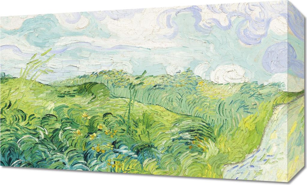 Bild 50x30cm Grüne Weizenfelder, Van Gogh Vintage für das Wohnzimmer