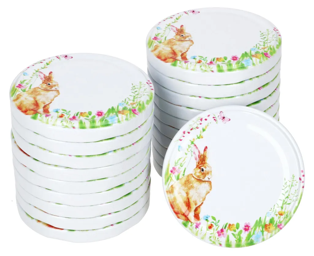 Set 20 Coperchi Decorati TO82 Osterfreude per Marmellate e Miele - 1