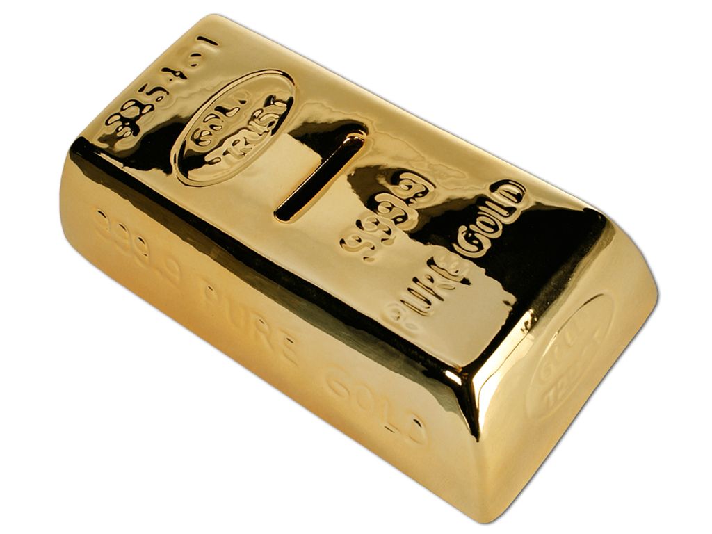 Pokladnička na mince, zlatá cihla.. Obrázek produktu 
