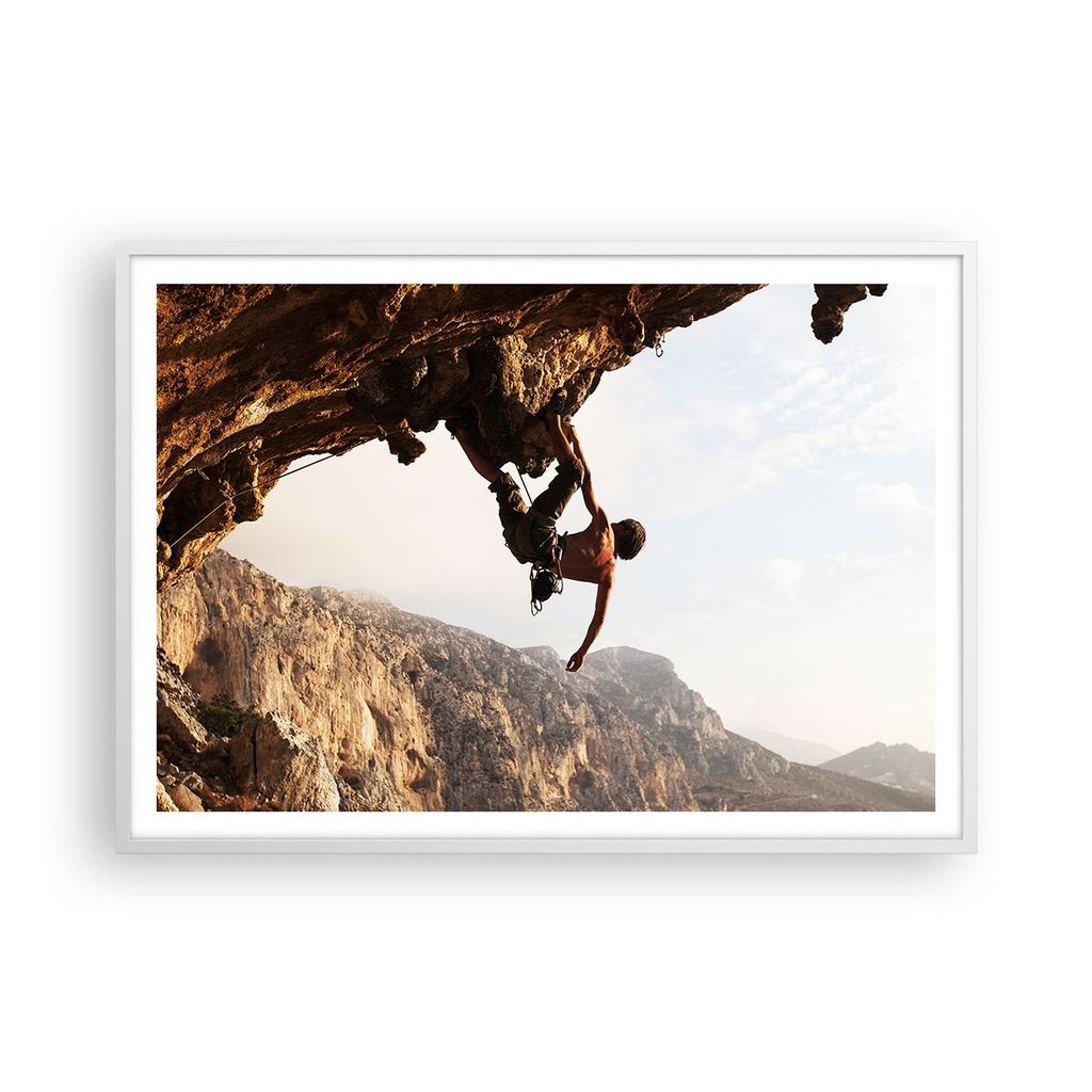 Gerahmtes Poster - Weißer Rahmen - Klettern extrem berge griechenland - 100x70 cm - Wand Bild - Wanddeko - Wandbilder - Wandposter - Bilderrahmen ...