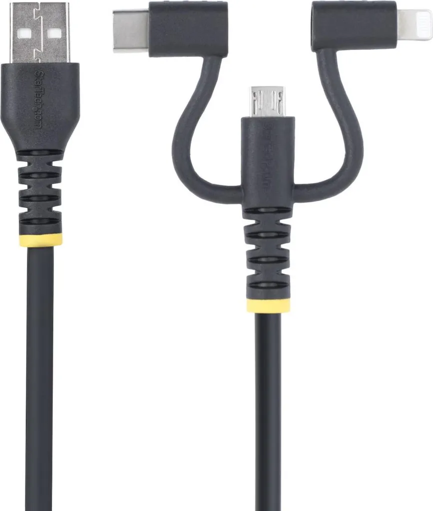 StarTech.com Câble de charge USB 3-en-1 Lightning Micro-USB et Type-C 1m