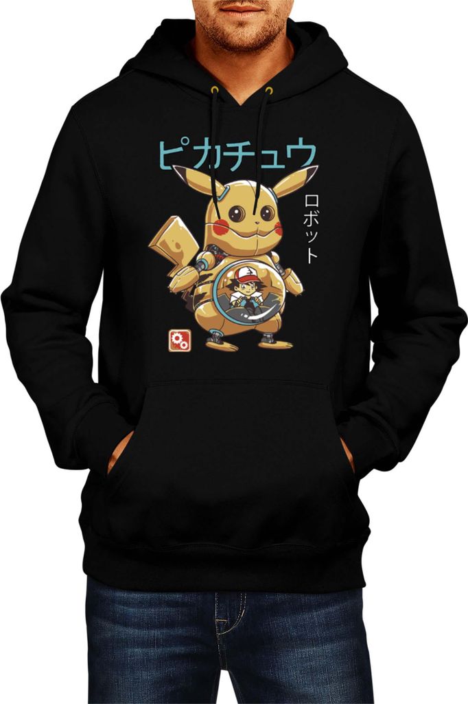 Herren Kapuzenpullover Japan Manga Anime Comics Pokemon 042, Man XL / Schwarz