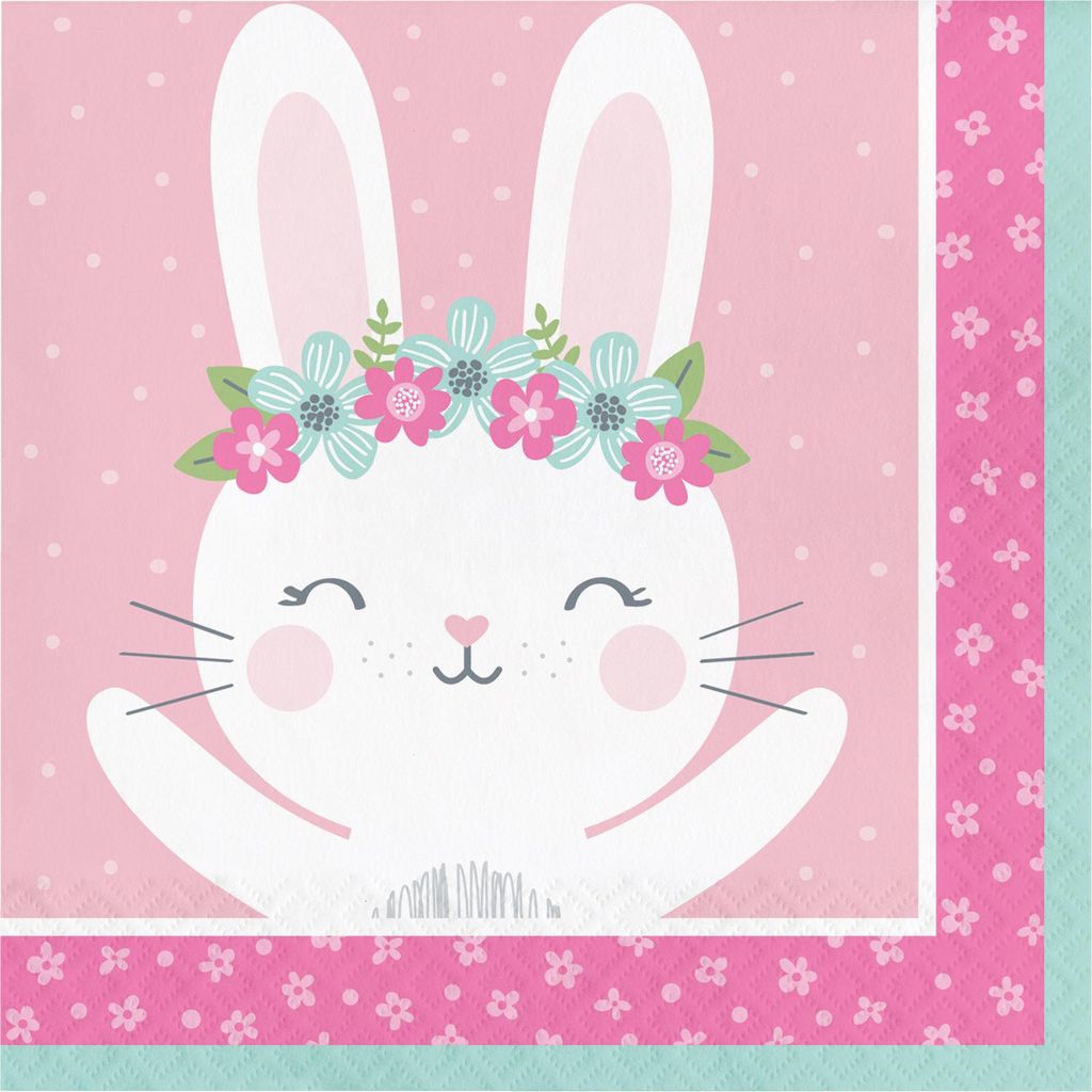 16 Hasen Servietten Ostern rosa 33 x 33 cm - Einheitsgröße