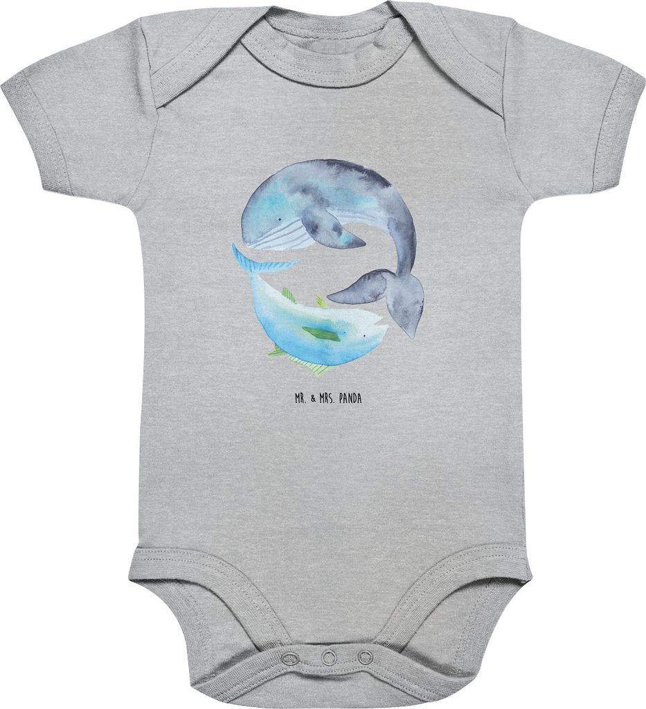 Mr. & Mrs. Panda Babybody Walfisch Thunfisch 12. - 18. Monat - Heather Grey - Geschenk, Spruch Lustig, babykleidung body, Strampler, Witz, strampel...