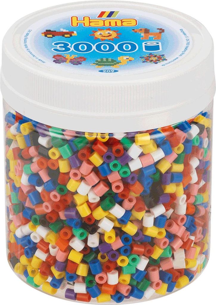 Hama Dose mit 3000 Midi-Bügelperlen Vollton Mix 00 - 10 Farben