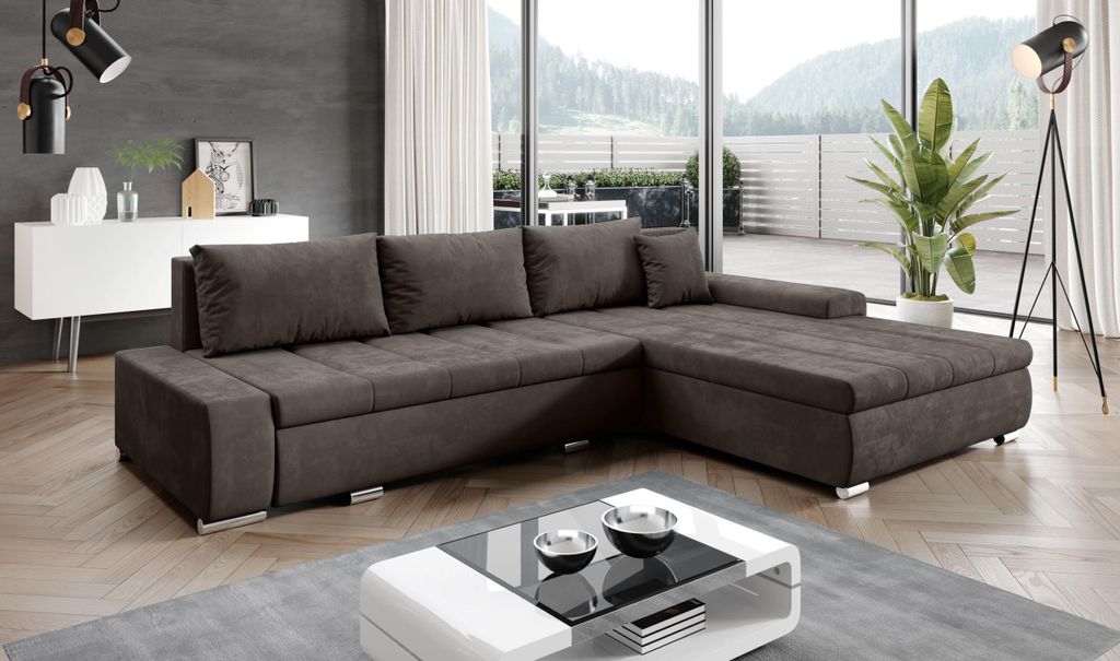 Eckschlafsofa CARLINA - dunkelbraun