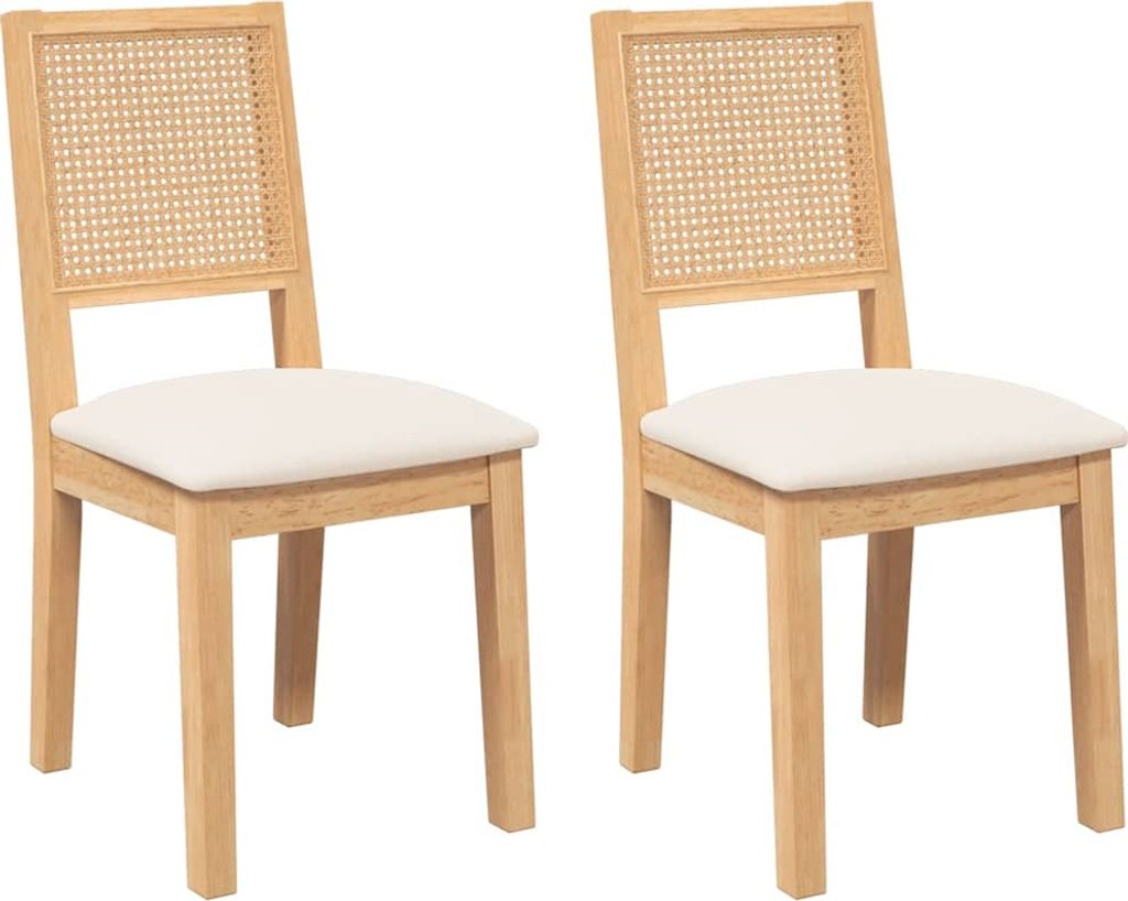 Esszimmerstühle mit Kissen 2 Stk. Massivholz Gummibaum