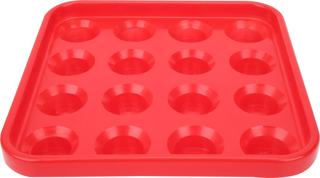 Schwarzes Kunststoff-Billardball-Tablett mit 16 Löchern, Aufbewahrungsbox, Billard-Zubehör, Rot