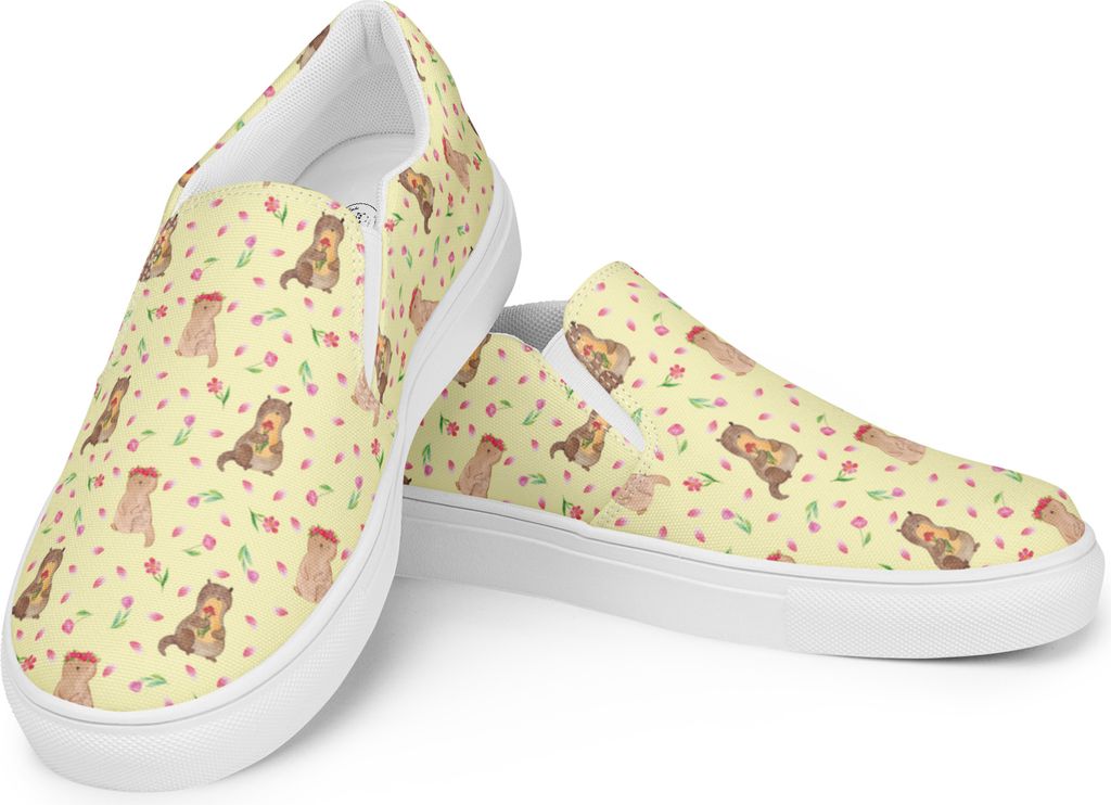 Mr. & Mrs. Panda Loafer Otter Blumenstrauß Größe 40 1/2 - Gelb - Geschenk, Damenschuhe, Seeotter, Mokassins Damen, Halbschuhe, Slipper, See, Nie...