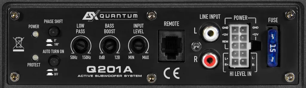 ESX Q201A Caisson Actif Ultra-Plat 20 cm avec Amplificateur Intégré 150W