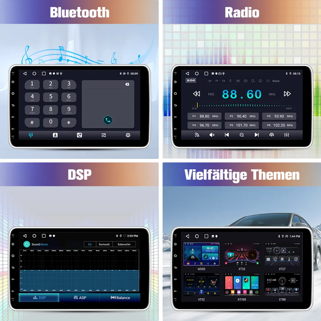 Autoradio 1 DIN Android 15 Schermo 360° 2+64GB DAB+ Wireless CarPlay - 7