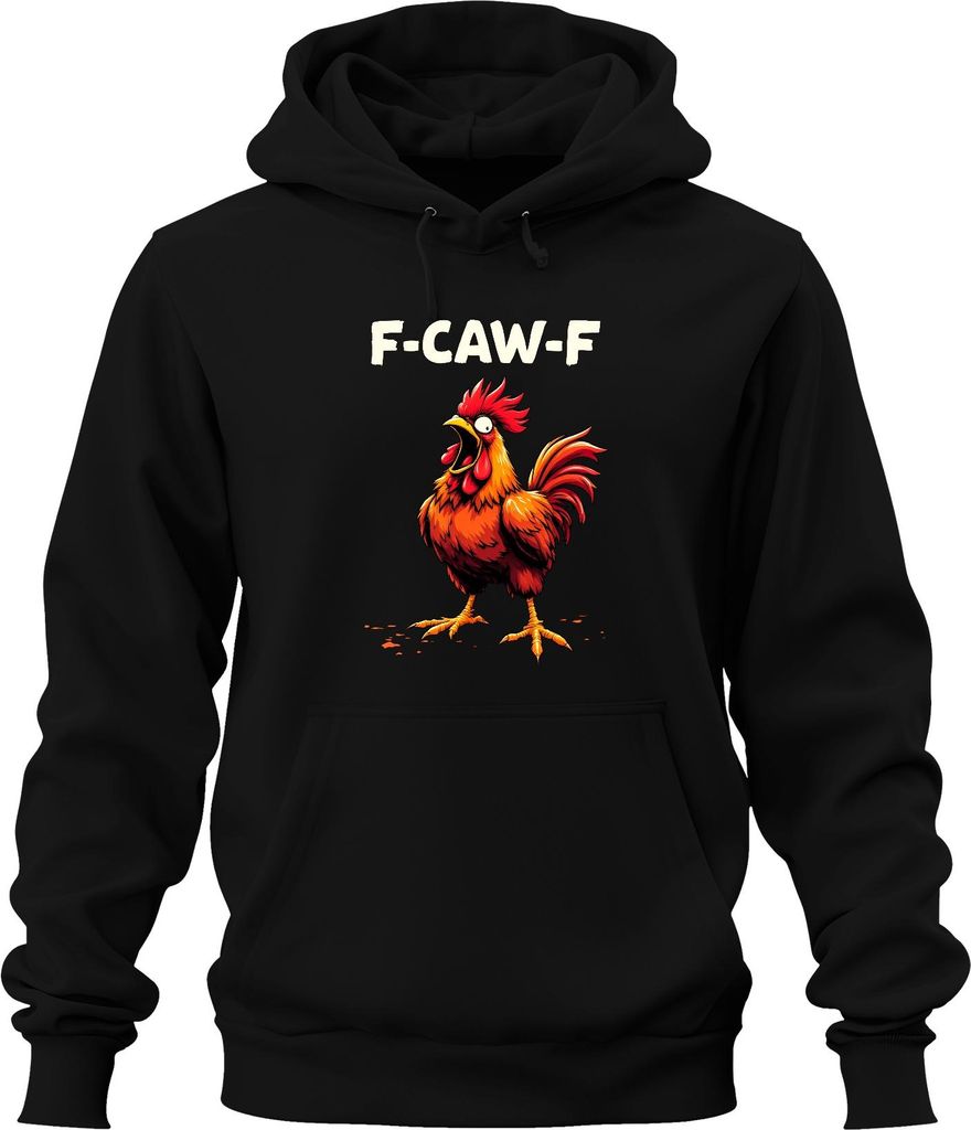 F-CAW-F Schrei Hahn lustig Humor Meme Gockel Cartoon Geschenk Uni Hoodie Kapuzenpullover, Schwarz, XXL