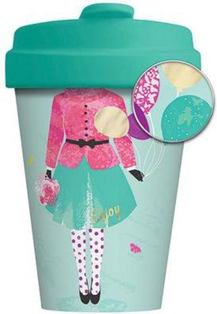 Becher BambooCUP Enjoy Balloons - Gold