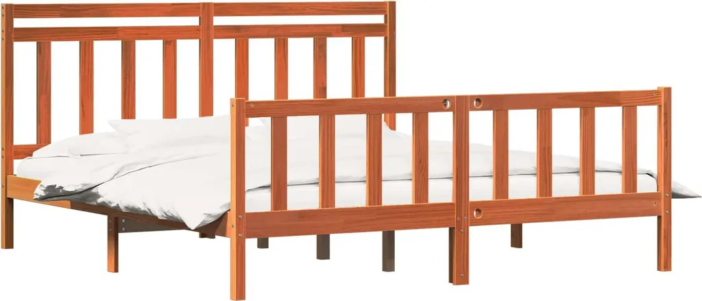 Lit 2 personnes 180x200 cm pour chambre adulte Bois Brun et Tête de lit