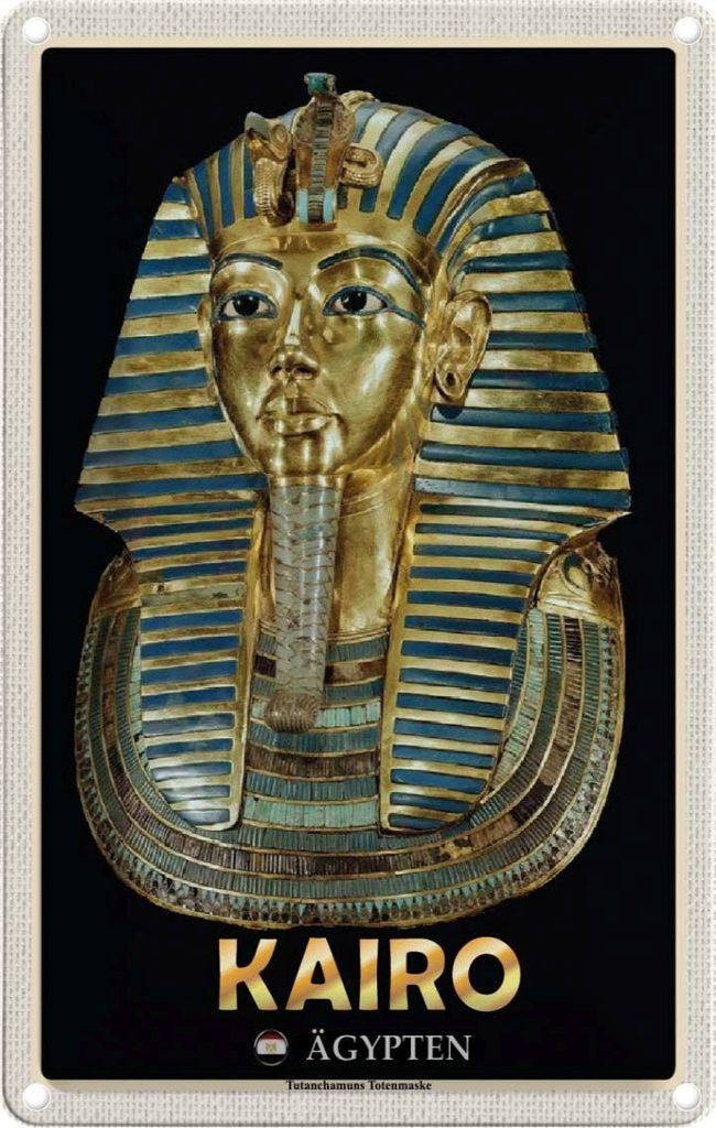 vianmo Blechschild 30x20 cm Kairo Ägypten Tutanchamuns Totenmaske Bildmotiv Reisemotiv Abenteuer Reisen Urlaub