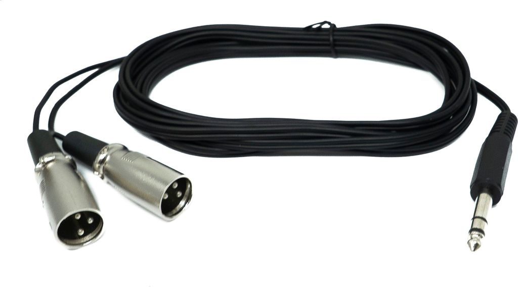SYSTEM-S Audio Y Kabel 3 m AUX 6,35 mm TRS Stecker zu 2x XLR 3 polig Stecker