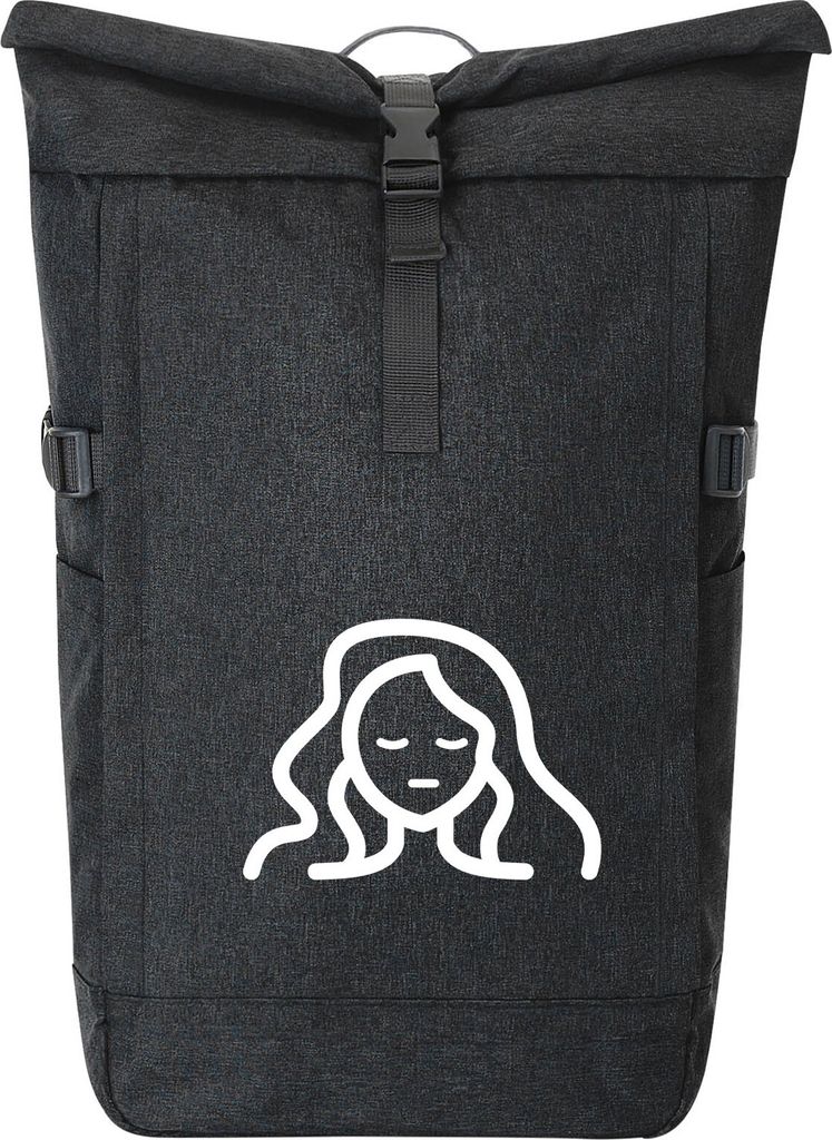 Huuraa Kurierrucksack Jungfrau Sternzeichen Symbol 30-44 Liter Black Melange Fairtrade Rolltop Rucksack Geschenkidee