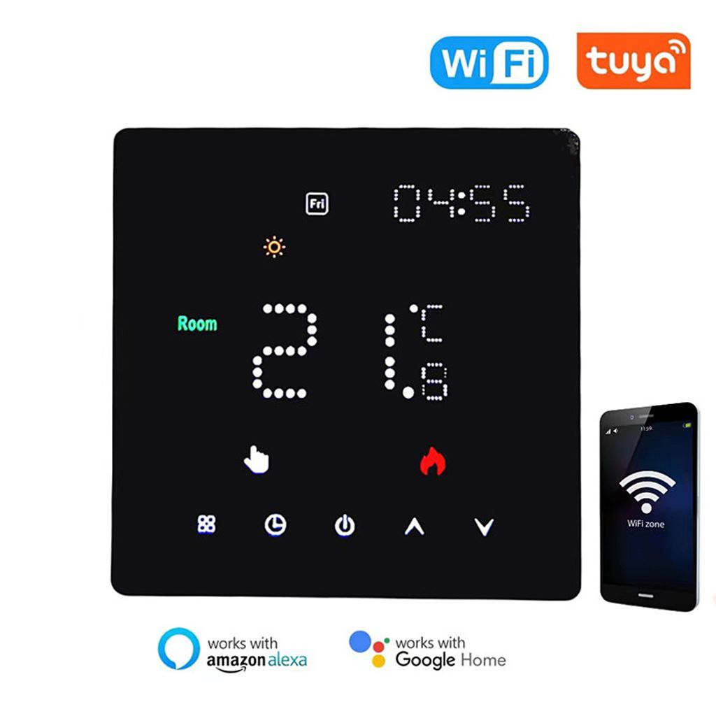 Tuya WIFI-Temperaturregler Woechentlich programmierbare Temperatur-Timing-Einstellung Lichthelligkeit Einstellbarer Thermostat Mobiltelefon Tuya AP...