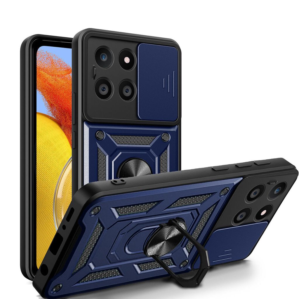 Outdoor Panzer Hülle Honor X6A Handyhülle mit Slide Kameraschutz Ringhalter Blau