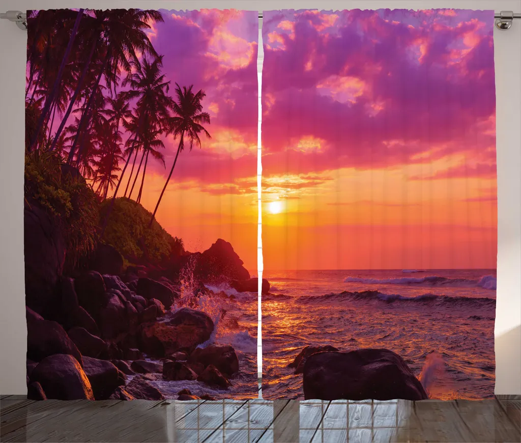ABAKUHAUS Rideau Rustique Coucher de Soleil Magenta Foncé 280x225cm