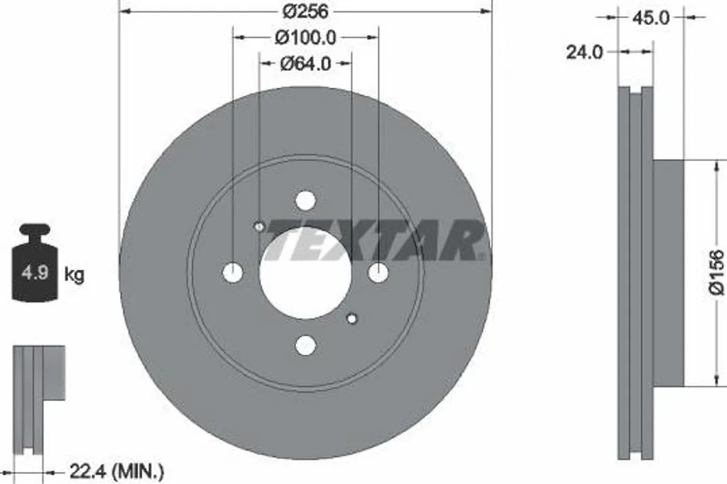 Disque de Frein TEXTAR 92135000 OE AA35010107 pour Lancer et Colt