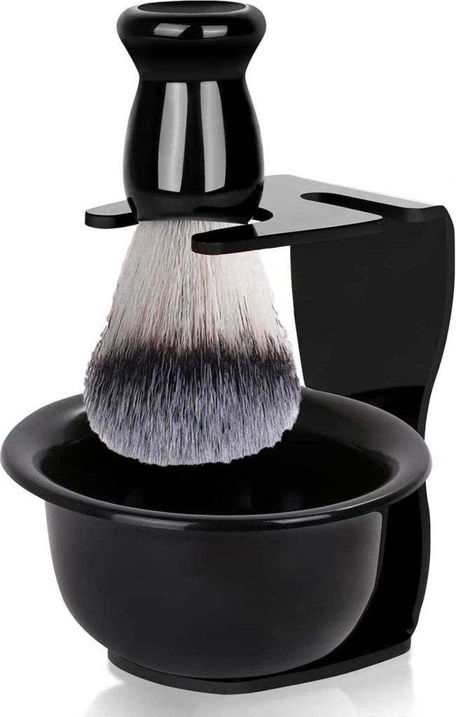 1 Set Rasierset für Männer mit Rasiermesser, synthetischen Borsten, Rasierpinsel, Seifenschale und Ständer, Nassrasur-Pflegeset für Männer, Ge...