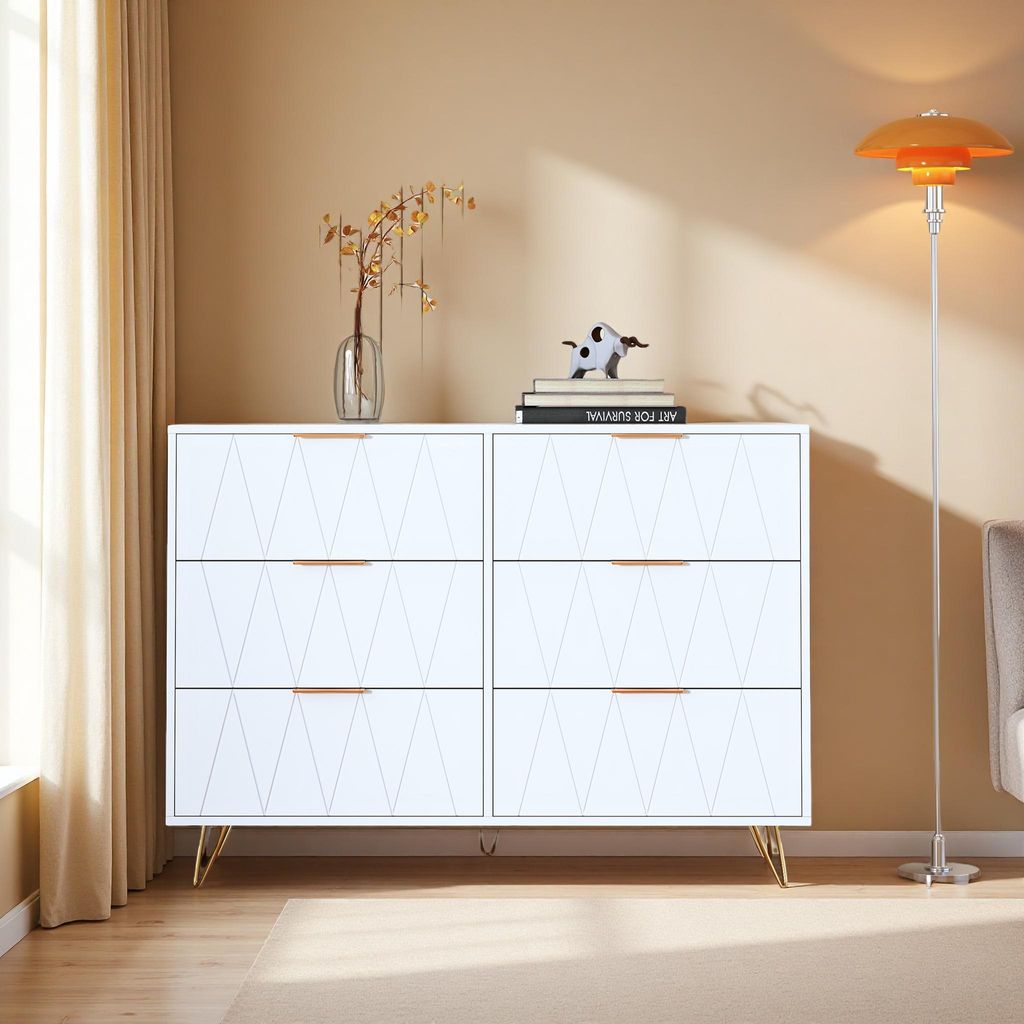 UnboxG Comò a 6 cassetti, bianco, credenza / armadio Immagine del prodotto 