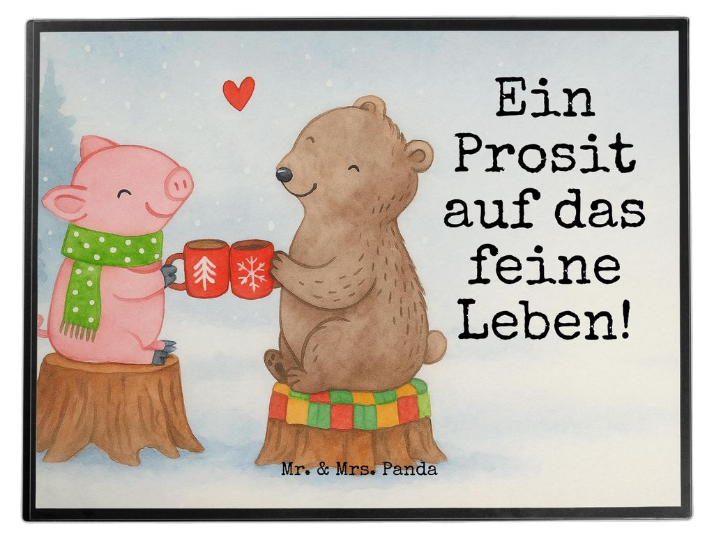 Mr. & Mrs. Panda Schreibunterlage Glühschwein Sause Design - Weiß - Geschenk, Schreibtischauflage, schreibtischunterlagen, Schwein, bastelunterla...