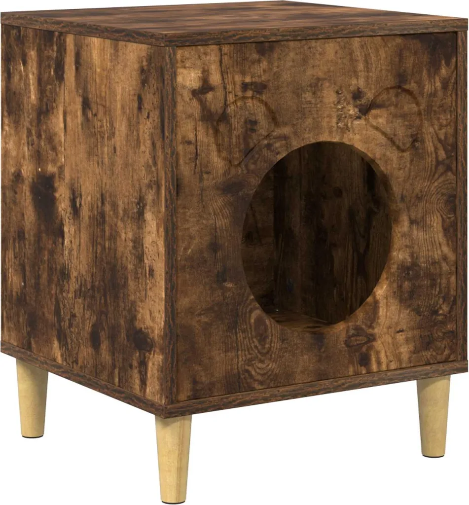 SYFAX™ Casetta per gatti Rovere fumé 42,5 x 40 x 53 cm Materiale a base di legno
