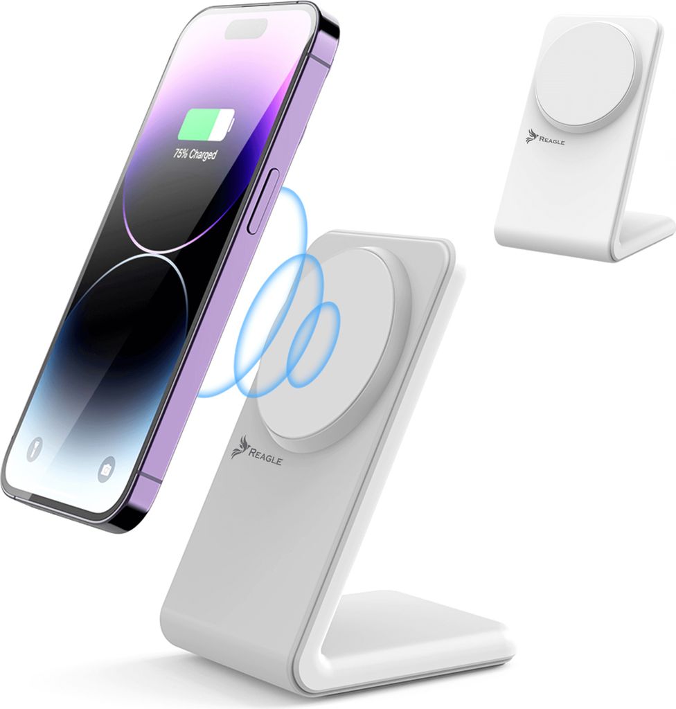 Kabellose Induktives Drahtloses Ladegerät 2In1 Magsafe Qi 15W Wireless Ladestation Kompatibel Mit Iphone 16, 15 Airpods Reagle