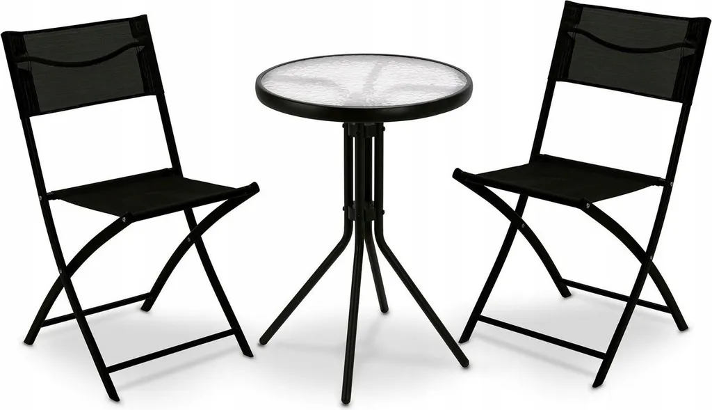 Petit salon de café pour terrasse avec table 50cm et 2 chaises pliables