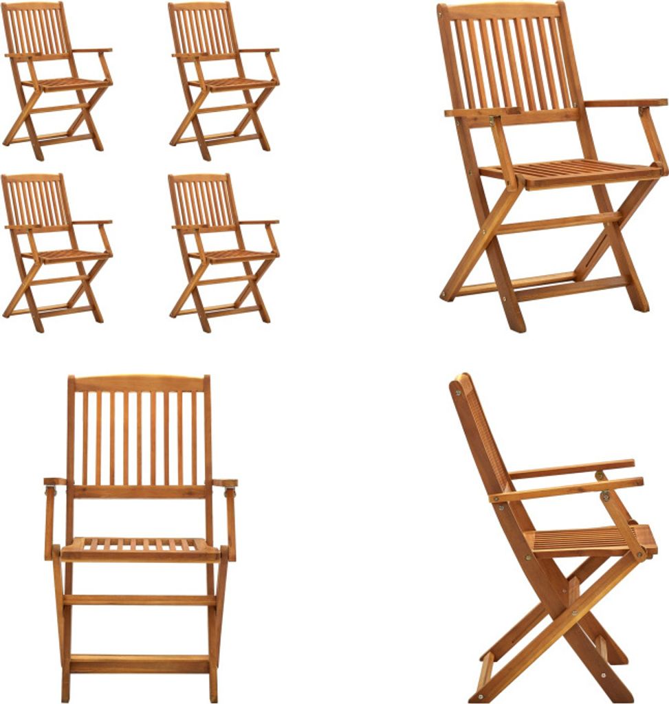 vidaXL Klappbare Gartenstühle 4 Stk. Massivholz Akazie - Gartenstuhl - Gartenstühle - Klappstuhl - Klappstühle