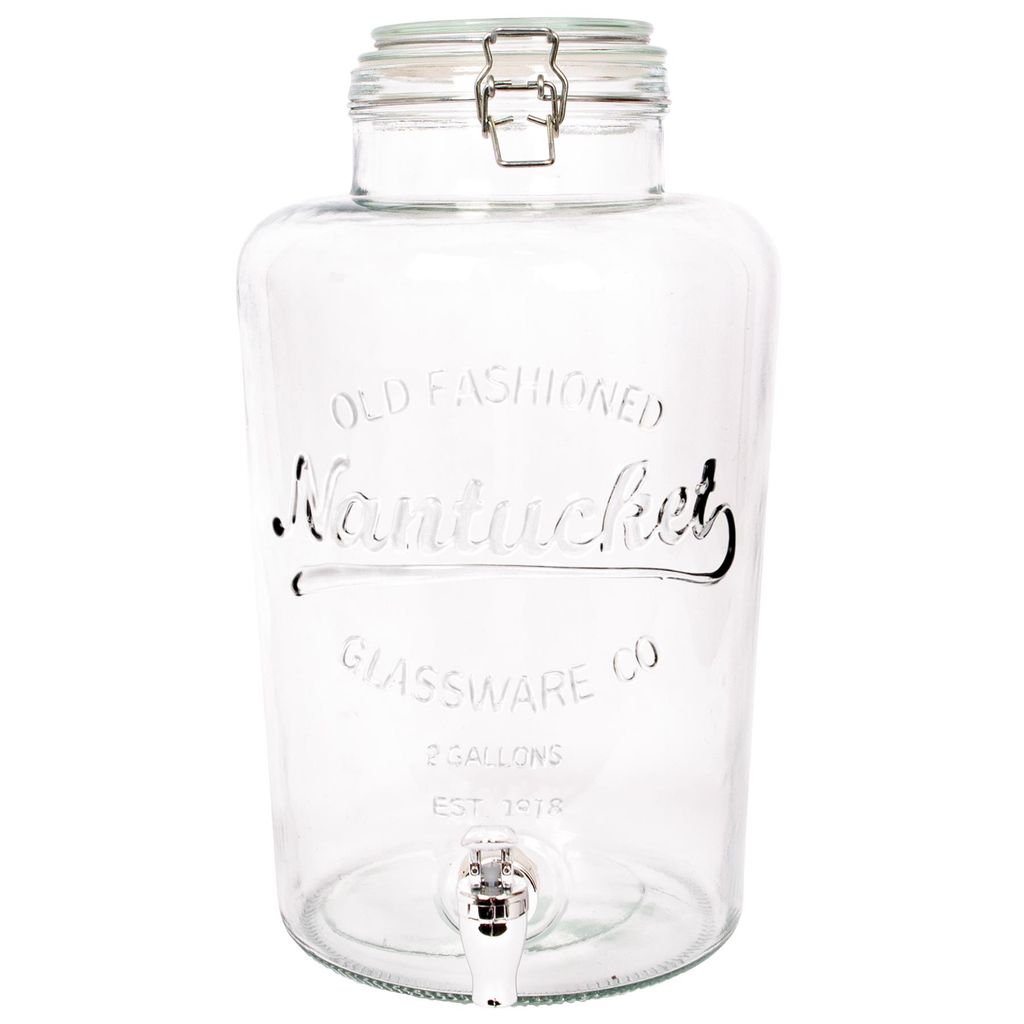 1x 8.7L Getränkespender aus Glas mit Tap - Groß Küche Party Wasser Saft Punsch Trinken Kühlschrank Container Krug Flasche Glas - Von Rink Drink
