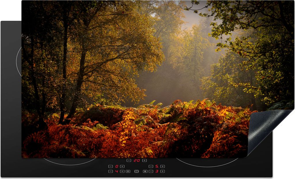 KitchenYeah Herdabdeckplatte Nebel im New Forest National Park in England , 91x52cm, Küche Deko, Glaskeramikfeld Herdabdeckung, Abdeckplatte fù...
