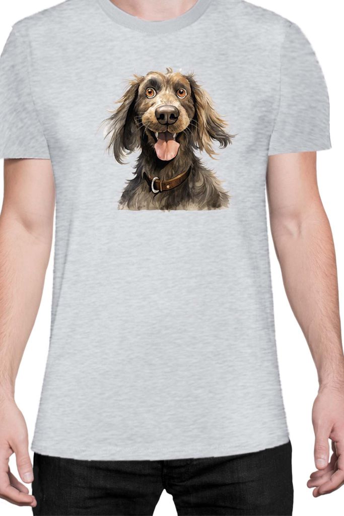 Herren T-Shirt Funny Dogs Breeds Cocker Spaniel Dog Breed, Man 2XL / Grau
