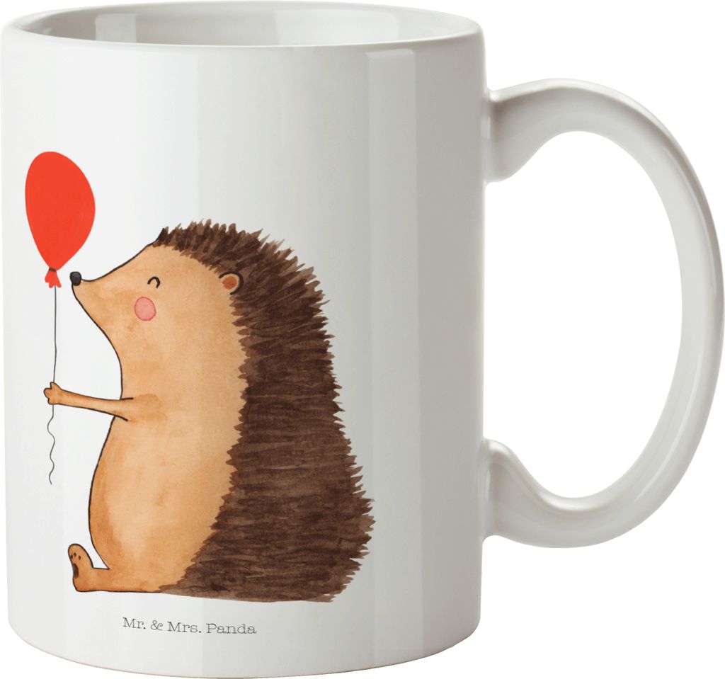 Mr. & Mrs. Panda Tasse Igel Luftballon - Weiß - Geschenk, Glückwunsch, Teetasse, Herzlichen, Trinkbecher, Ballon, Happy Birthday, Kaffeebecher, G...