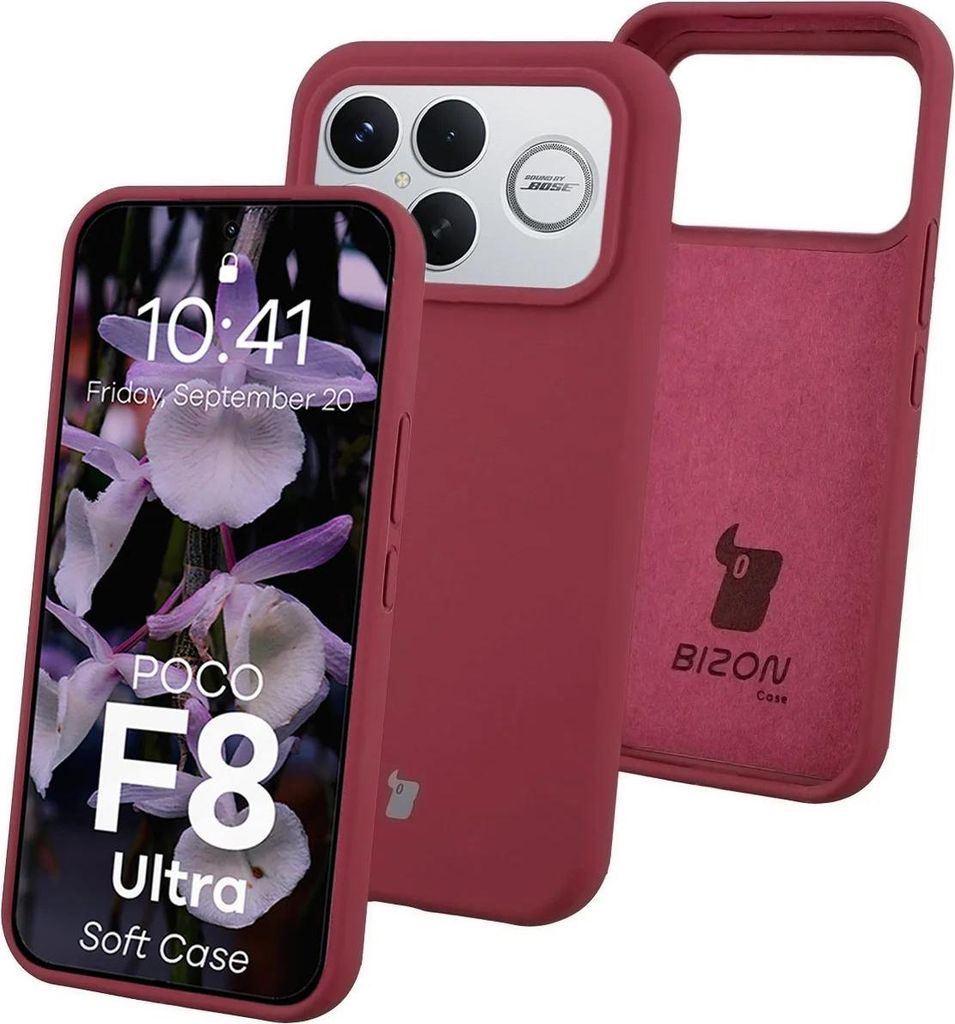 Silikon Handyhülle für Xiaomi POCO F8 Ultra, Bizon Soft Case, Pflaumenfarbe