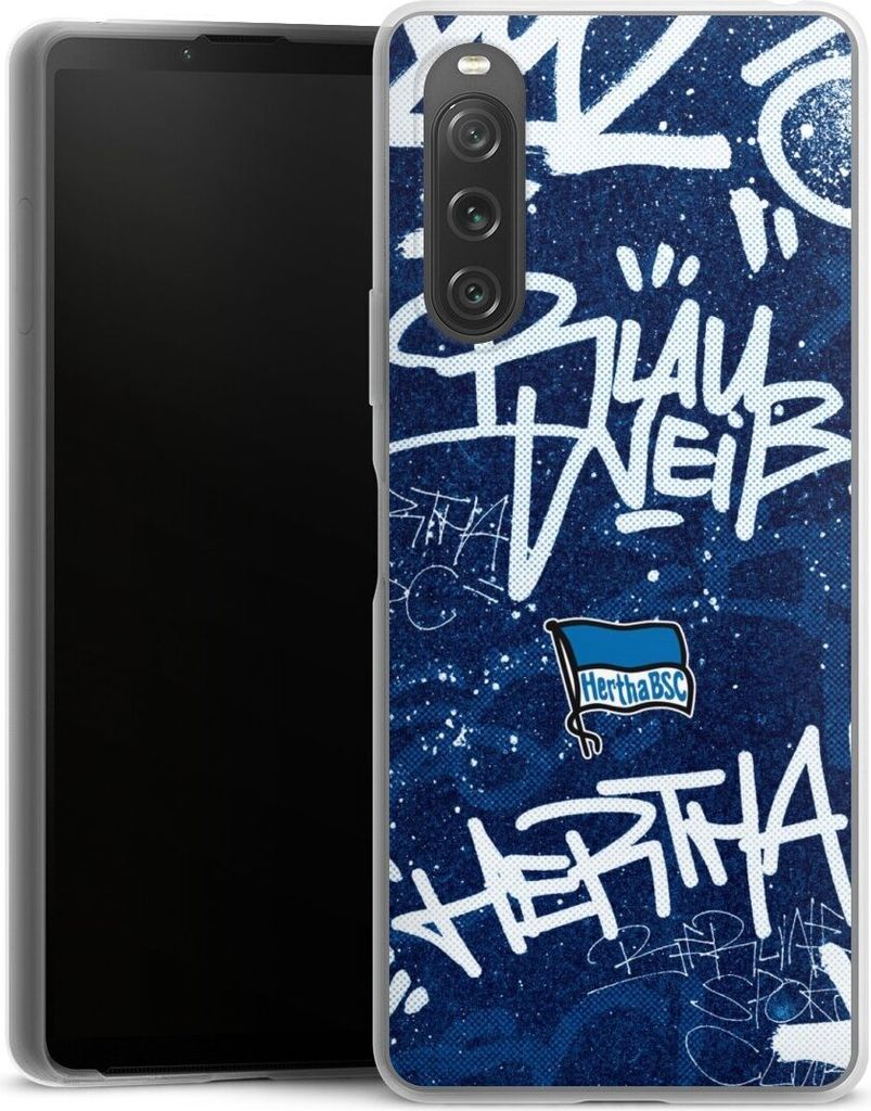 DeinDesign Slim Hülle für Sony Xperia 10 V Silikon Case Ultra Dünn Handyhülle Graffiti Hertha BSC Offizielles Lizenzprodukt
