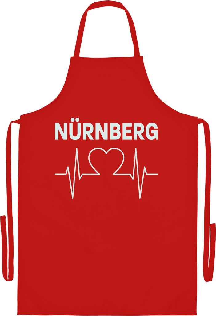 multifanshop Grillschürze - Nürnberg - Herzschlag, rot, Größe one size