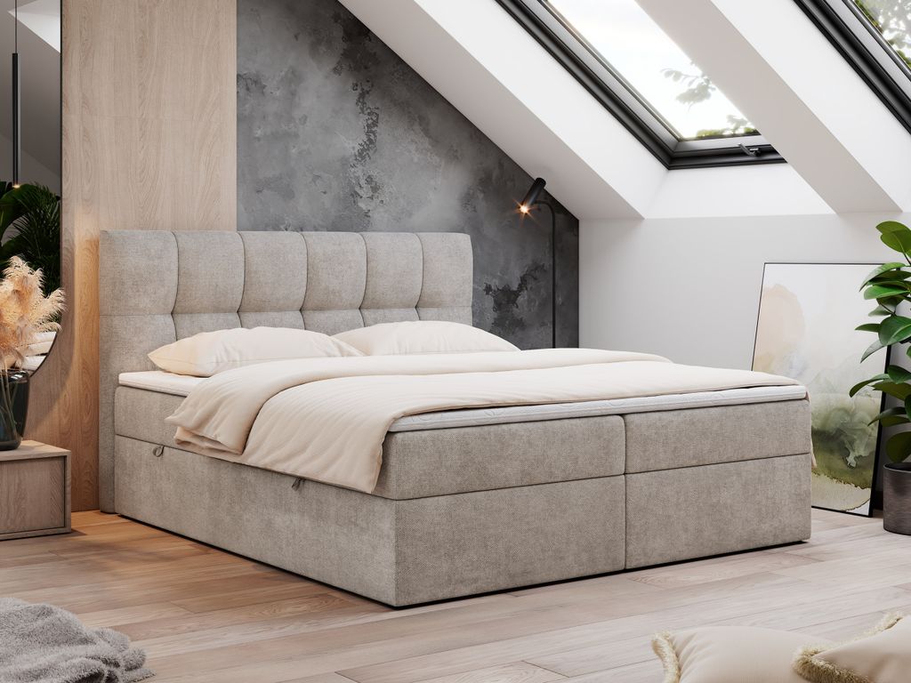 Boxspringbett 180x200 mit Bettkasten, Bett mit Multipocket - Matratze H4 Topper, Polsterbett 180x200 mit Bettkasten Kopfteil, Boxspringbett mit Mat...