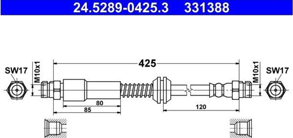 ATE 24.5289-0425.3 Bremsschlauch Hinten für VW Caddy III Kombi (2KB, 2KJ, 2CB, 2CJ) Caddy III Kastenwagen (2KA, 2KH, 2CA, 2CH)