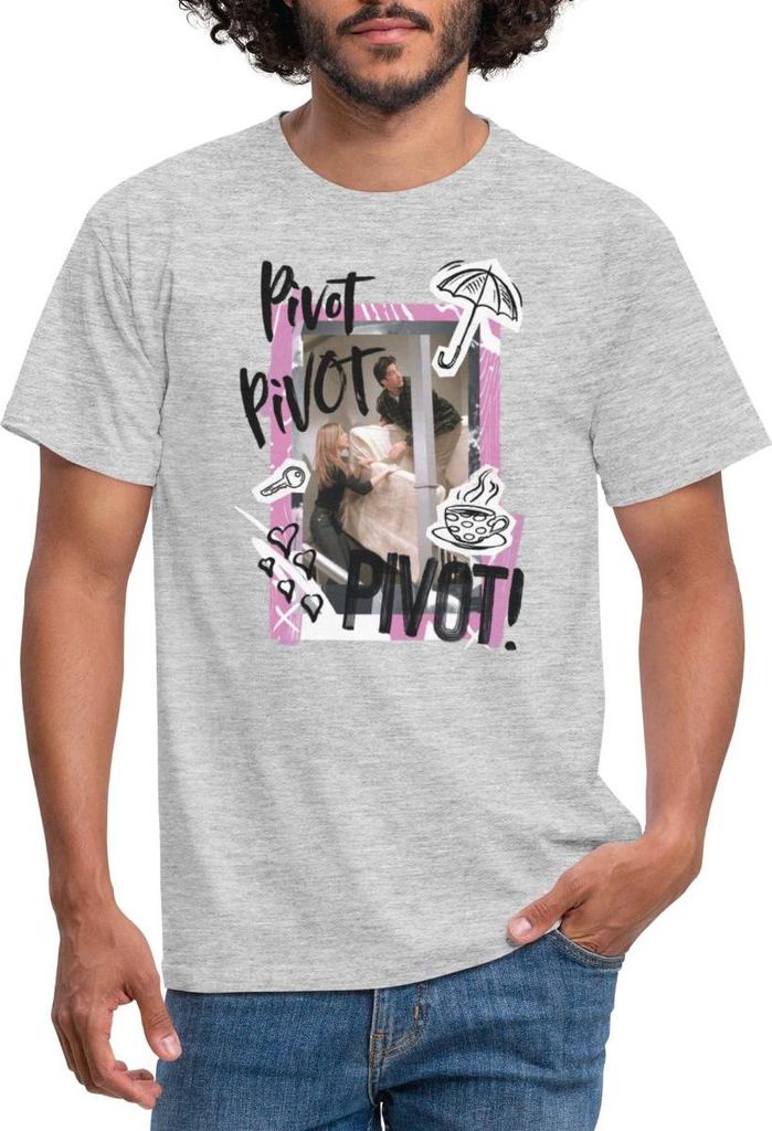 Spreadshirt Friends PIVOT Rachel, Ross und Chandler Männer T-Shirt, 4XL, Grau meliert