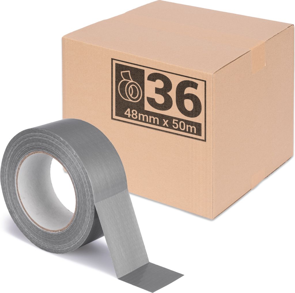 36er Pack | Premium Gewebeband Grau [50m x 48mm] Panzertape Klebeband Reparaturband | hohe Klebekraft | Gaffa Tape