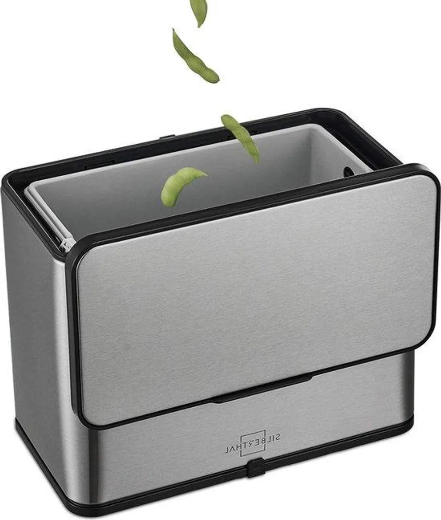 Composteur de cuisine inox avec couvercle filtrant anti-odeur de 5 litres