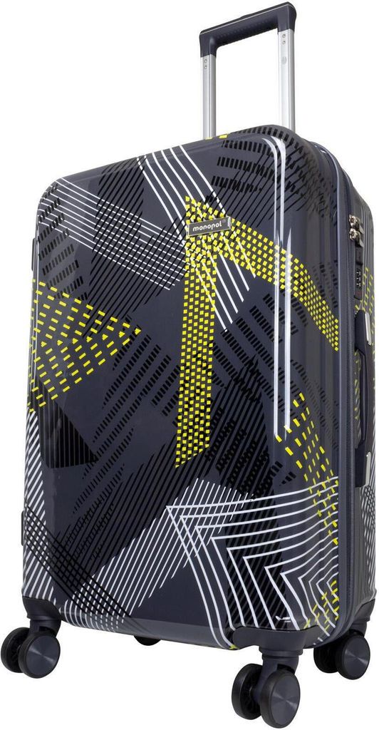 Hartschalen Trolley Koffer mit Dehnfalte - Varenna Grau mit gelben Akzenten Gr. L